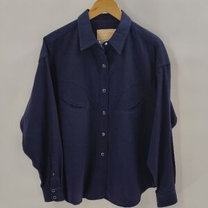 Schaefer Outfitters Pearl Snap Down Size XL navy Western Long Sleeve Shirt USA